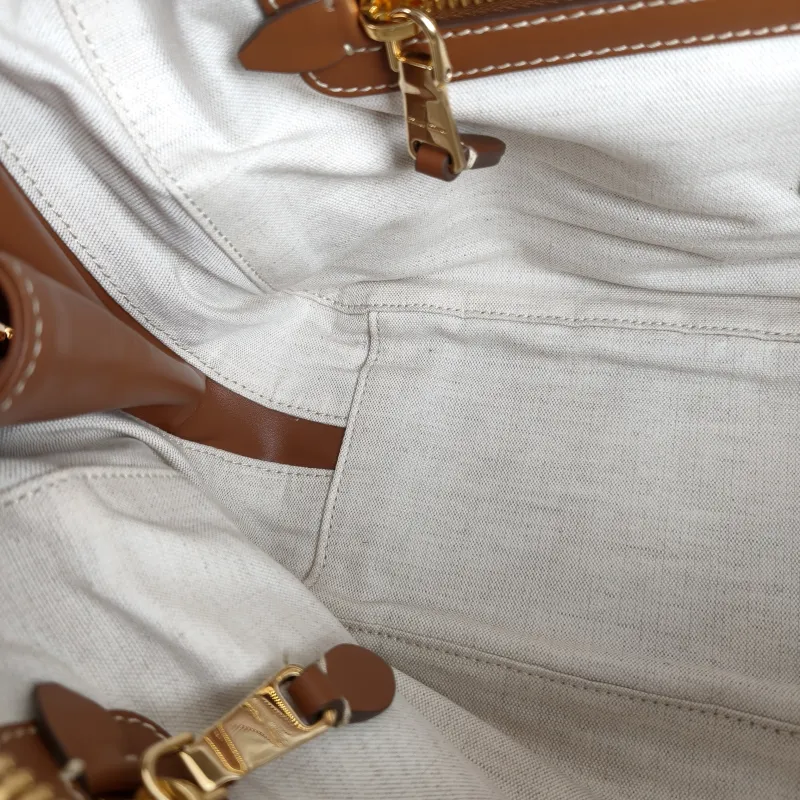 Miumiu Top Handle Bag Beau Brown Canvas · Calfskin Large34 × 10 × 20 cm — detail view 12 of 13