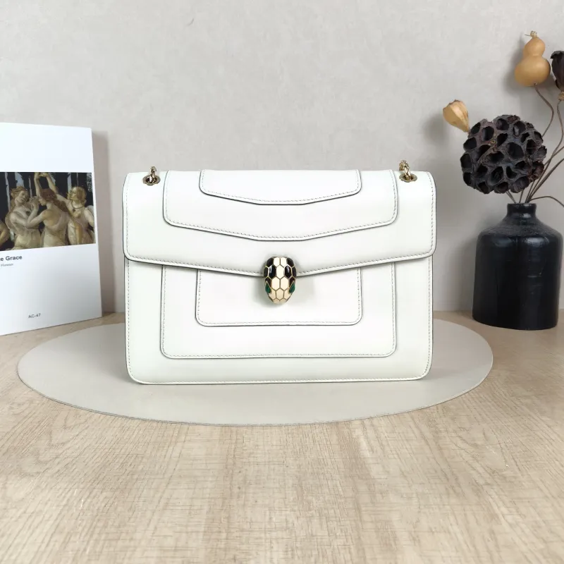 Bvlgari Shoulder Bag Serpenti Forever Collection Crossbody Bag White Calfskin Medium27.5 × 7 × 18 cm