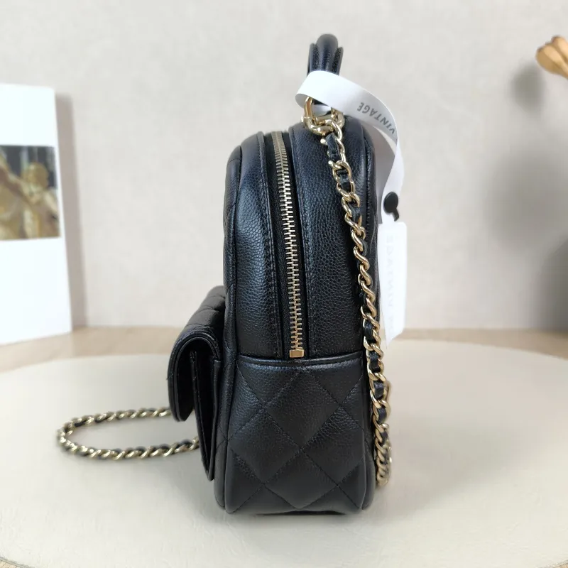 Chanel Crossbody Bag Mini Backpack Crossbody Bag Black Grained Calfskinmini13 × 9 × 18 cm — detail view 10 of 13