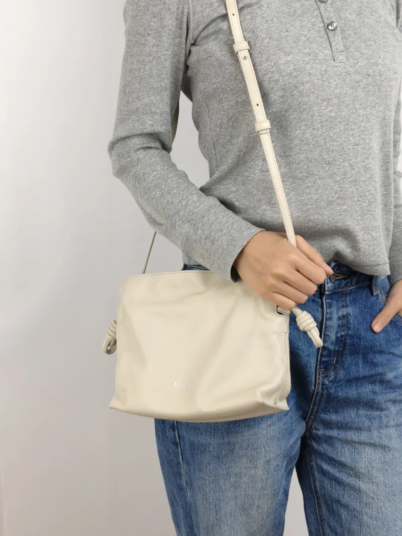 LOEWE Crossbody Bag Flamenco White Calfskin Mini 24 × 9 × 18 cm — on-model view 2 of 2