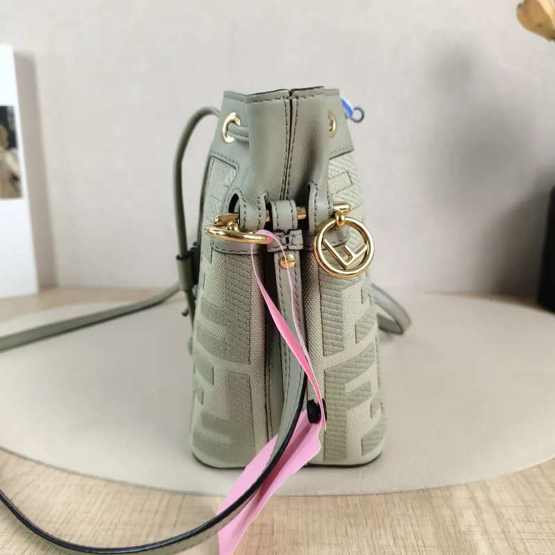FENDI Crossbody Bag Mon Tresor Bucket Bag Green Canvas Mini 12 × 10 × 18 cm — detail view 7 of 11