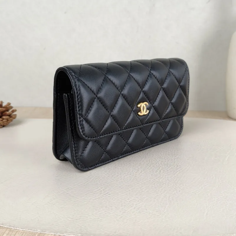 Chanel Crossbody Bag woc Black with Gold-Tone Hardware Lambskin Mini 17 × 5 × 9.5 cm — cover view 6 of 6