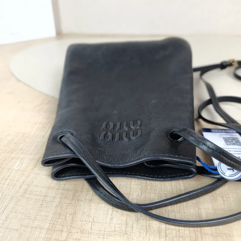 Miumiu Crossbody Bag logo Black Lambskin One Size 14 × 6 × 17 cm — detail view 11 of 11