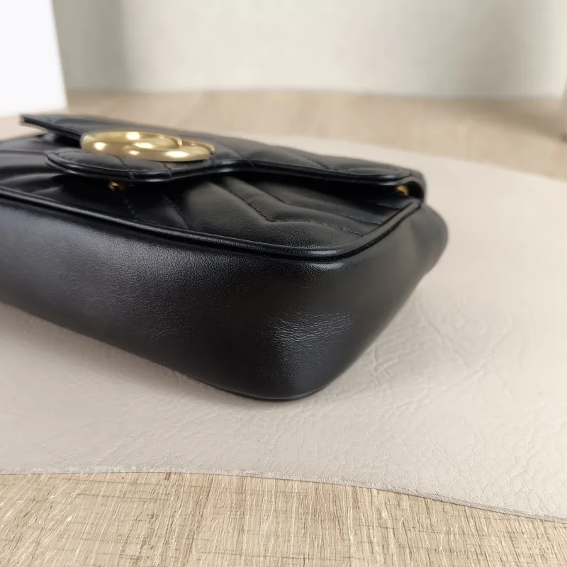 GUCCI Crossbody Bag GG Marmont Mini Marmont Mini Black Calfskin Mini 16.5 × 4.5 × 9.5 cm — detail view 3 of 12