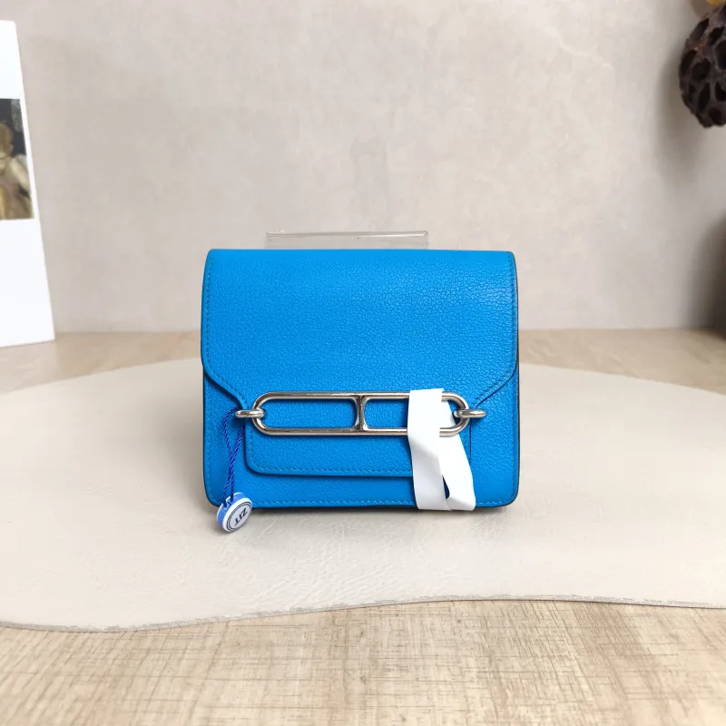 Hermès Wallet Roulis Slim Belt Bag Wallet Blue Evercolor Calfskinmini12.5 × 3 × 10.5 cm