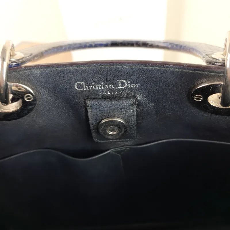 DIOR Top Handle Bag issimo Tote Bag Navy Calfskin · Medium 32 × 11 × 23 cm — detail view 7 of 10