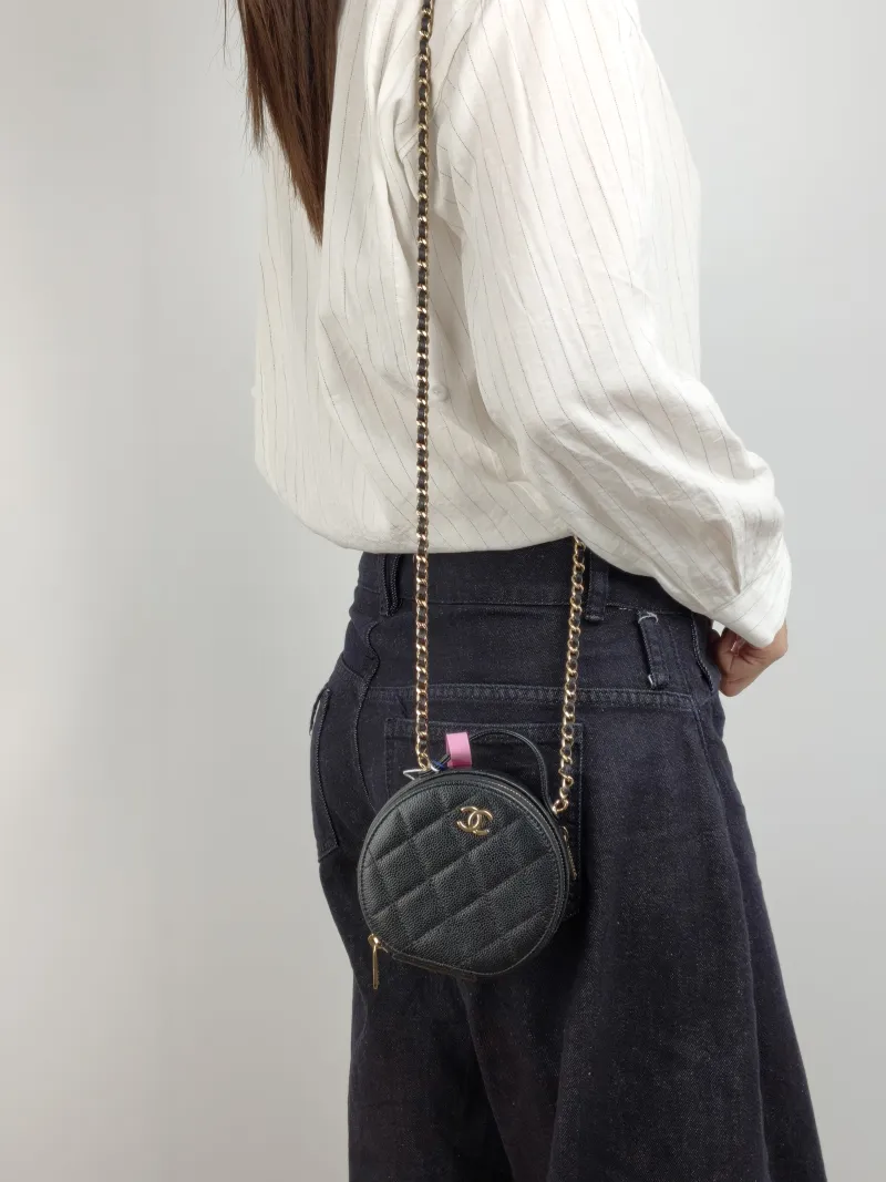 Chanel Crossbody Bag Crossbody Bag Black Grained Calfskin 12 × 5.5 × 11 cm 31 — on-model view 1 of 3