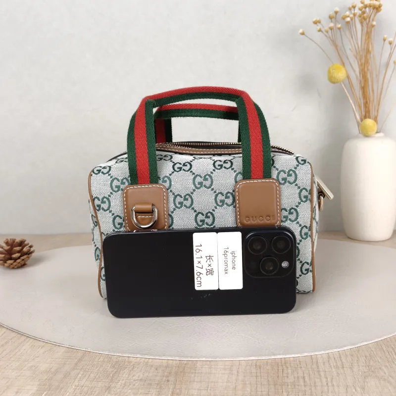 GUCCI Crossbody Bag GG Collection Green Canvas Mini 20 × 13 × 13 cm — cover view 6 of 6