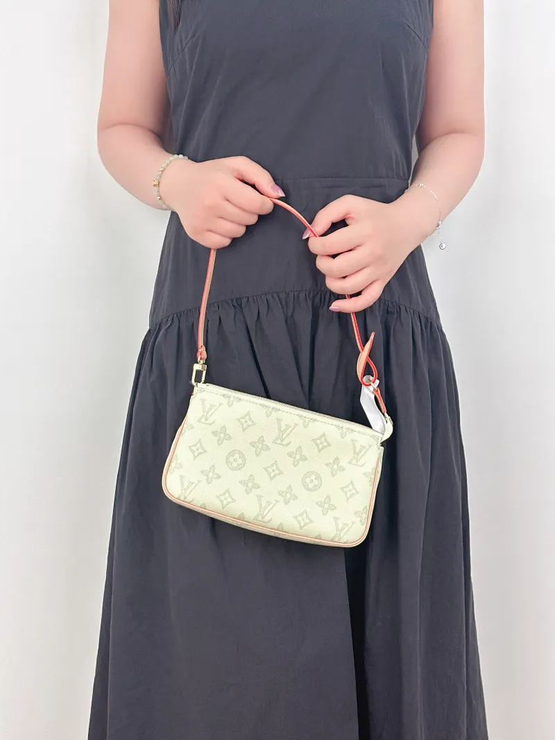 Louis Vuitton Shoulder Bag Pochette Accessoires Green PVC Large23.5 × 4 × 13.5 cm — on-model view 1 of 2