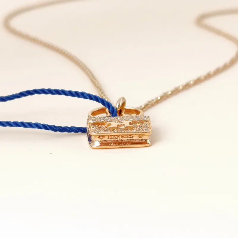 Hermès Necklace Amulettes Constance Pavé Diamond Necklace Rose Gold 18KR ose Gold One Size 40cm — cover view 6 of 10
