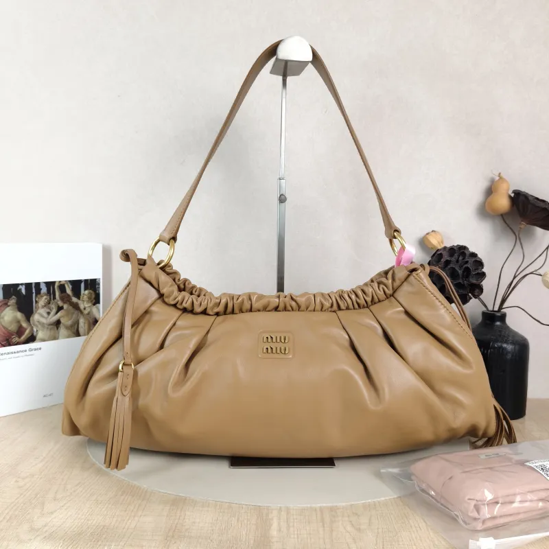 Miumiu Shoulder Bag Joie Shoulder Bag Caramel Lambskin One Size 52 × 10 × 23 cm — cover view 6 of 6