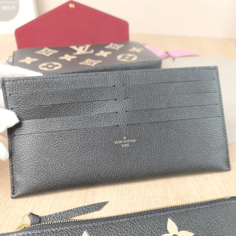 Louis Vuitton Crossbody Bag Pochette Félicie Black · White Calfskin Small 21 × 3 × 12 cm — detail view 10 of 14