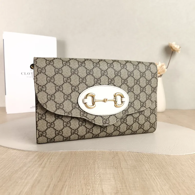 GUCCI Crossbody Bag Horsebit 1955 Two Straps woc Monogram PVC 26 × 3.2 × 16.5 cm — cover view 3 of 5