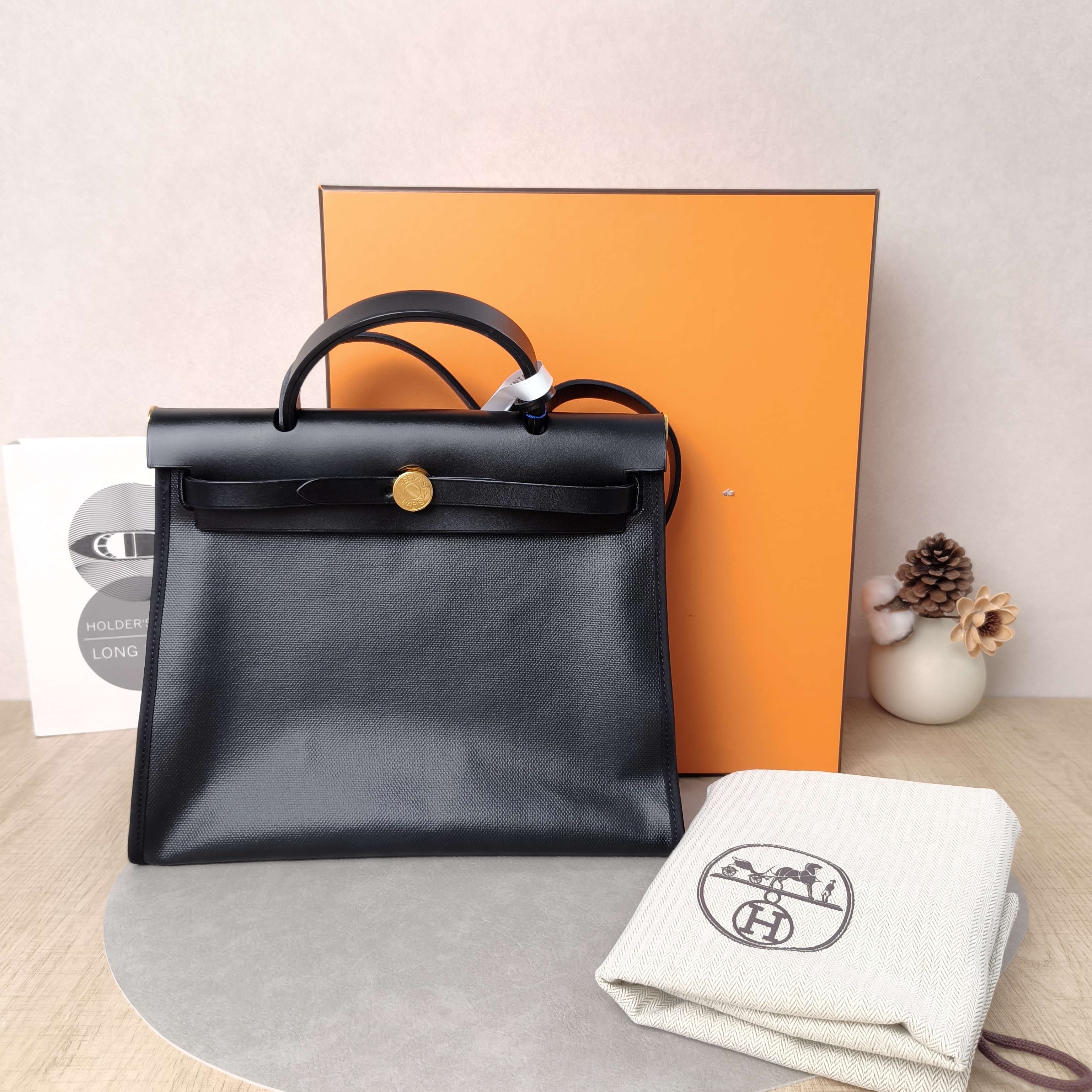 Hermès Crossbody Bag Herbag 3189Black Canvas Medium30.5 × 11 × 25.5 cm — cover view 5 of 6