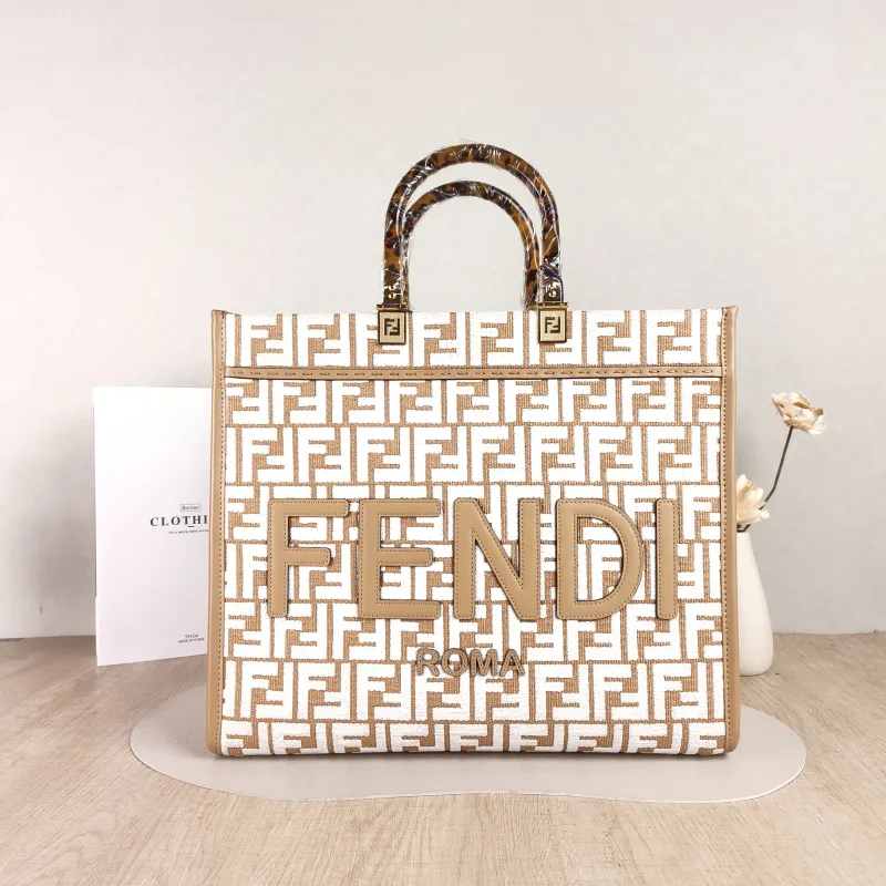 FENDI Top Handle Bag Sunshine Shopping Tote Medium 35 × 17 × 31 cm