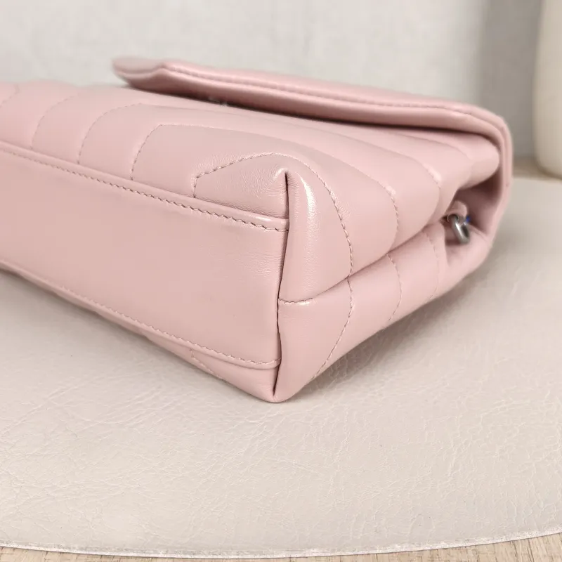 SAINT LAURENT Shoulder Bag LOULOU Pink Calfskin Mini 20 × 7.5 × 14 cm — detail view 1 of 11