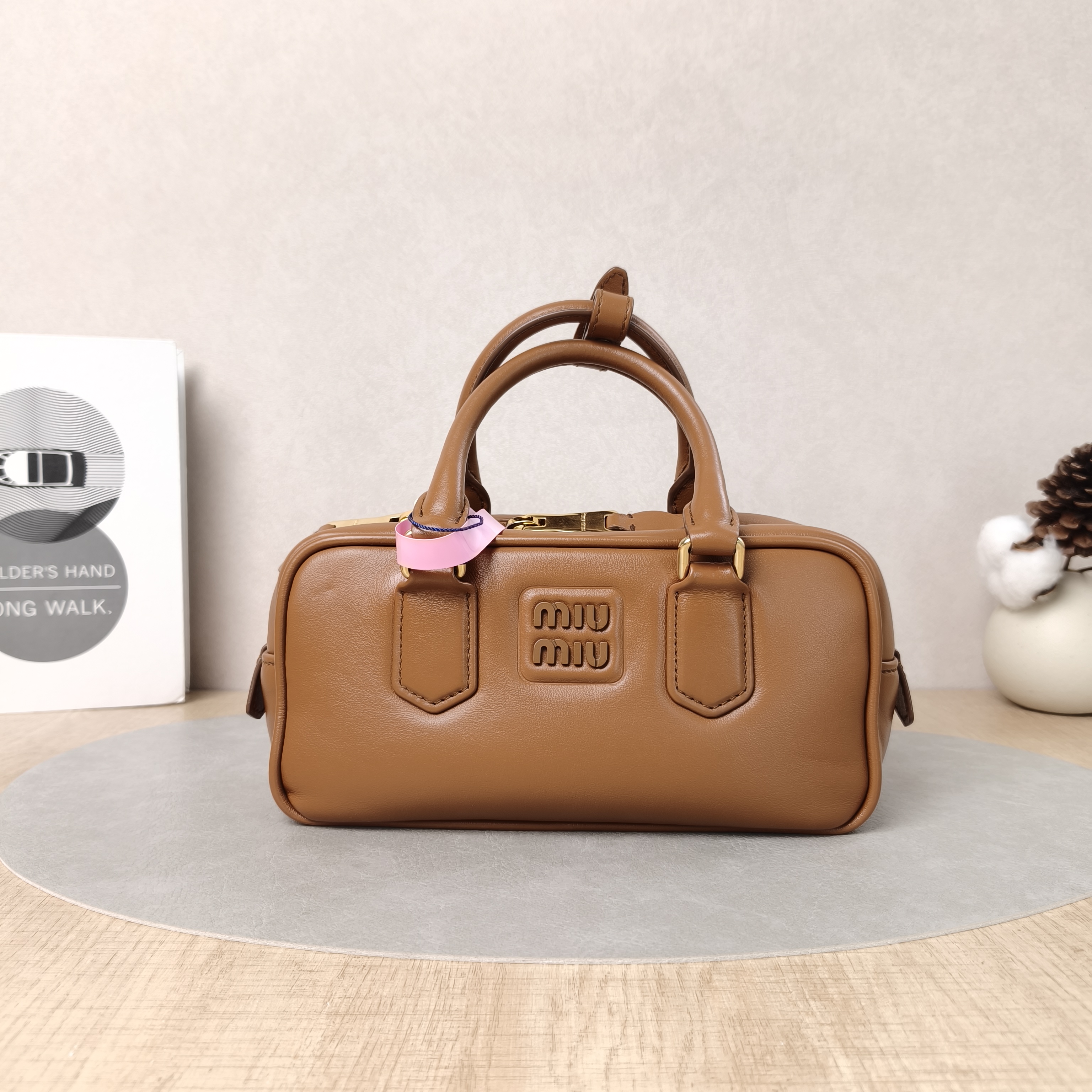 Miumiu Top Handle Bag Arcadie Collection Bowling Bag CC alfskin Medium22 × 7.5 × 10.5 cm