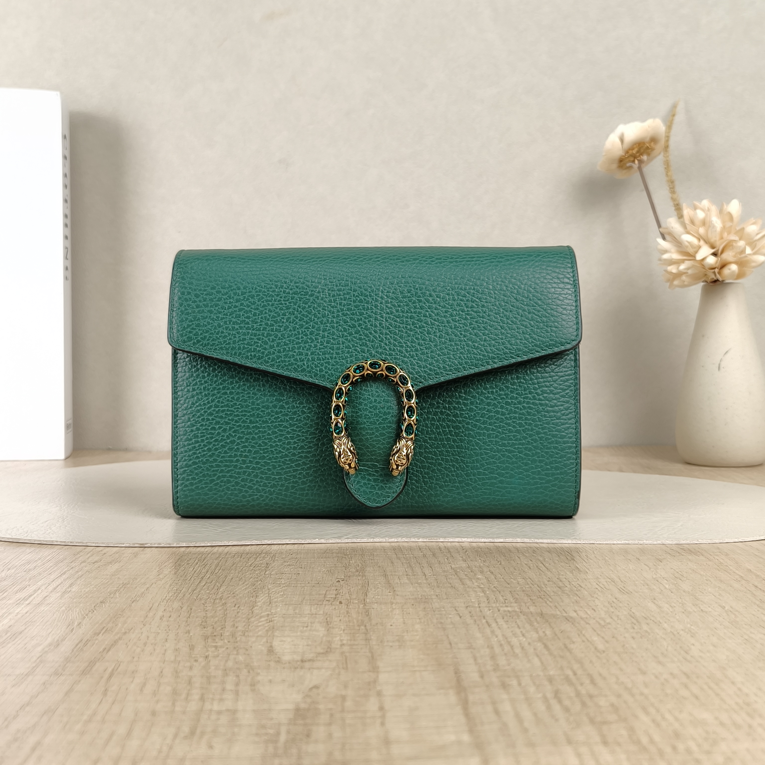 GUCCI Crossbody Bag Dionysus Collection Wallet woc Green Calfskinmini20 × 4 × 14 cm