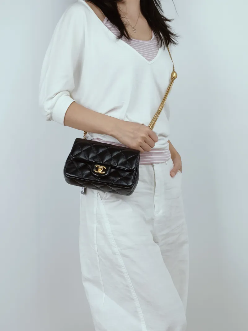 Chanel Crossbody Bag Classic Flap Mini CF Mini Lambskinmini17 × 8 × 13.5 cm — on-model view 2 of 3