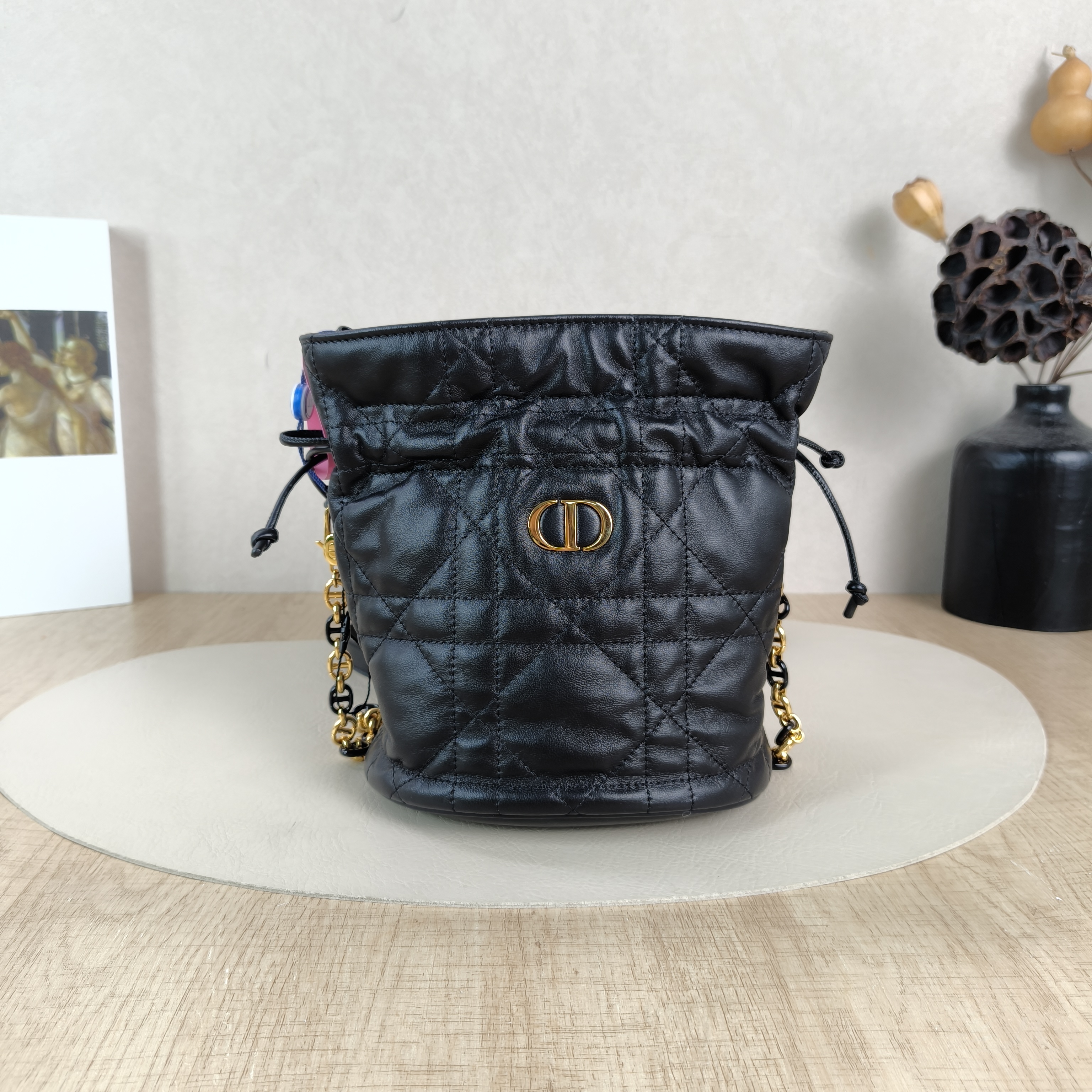 DIOR Crossbody Bag Miss Caro Black SL ambskinmini16 × 13 × 18.5 cm