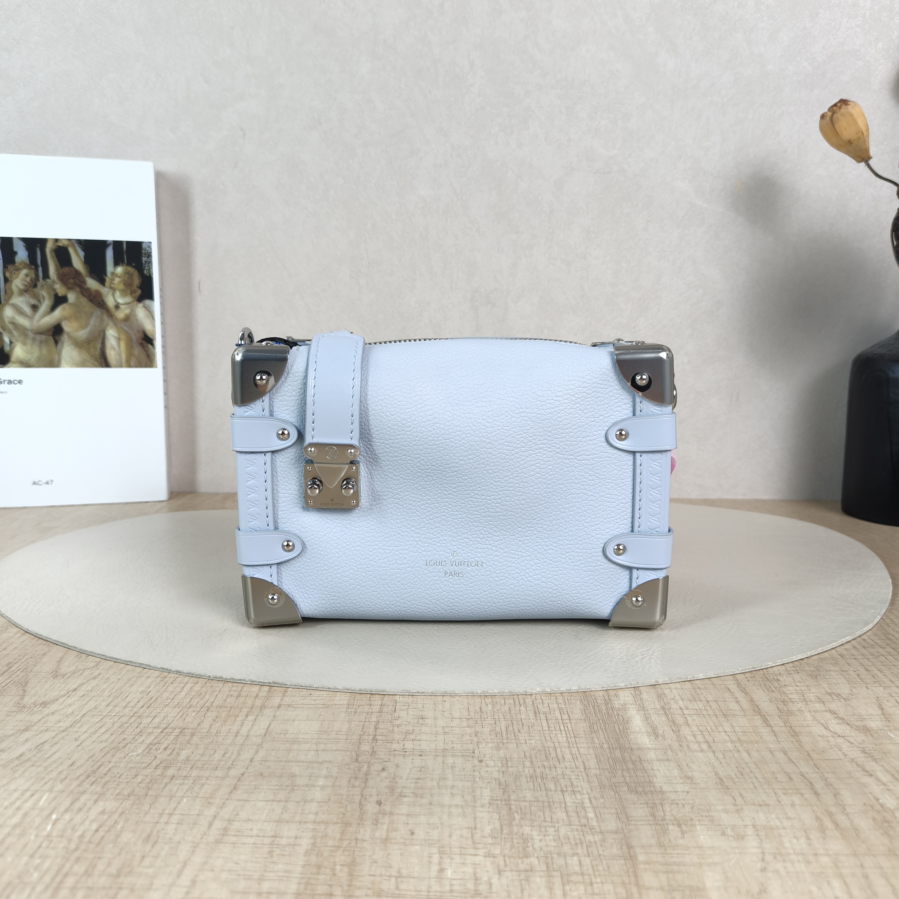 Louis Vuitton Crossbody Bag Side Trunk Box Blue Calfskin Small18 × 8 × 12.5 cm