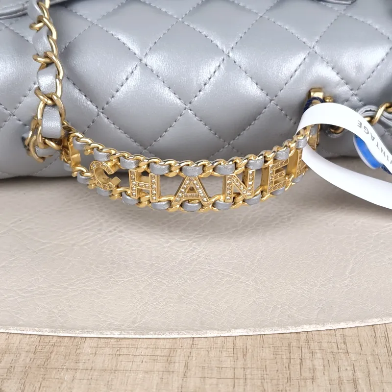 Chanel Crossbody Bag 24c mini Silver Lambskin mini 20 × 6 × 12 cm — detail view 1 of 14