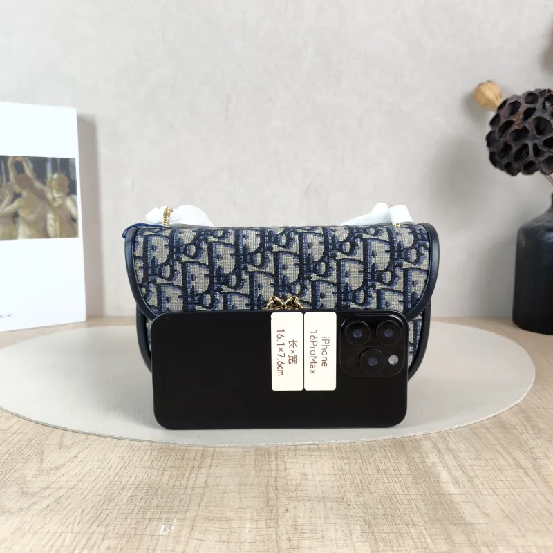DIOR Shoulder Bag Médaillon Blue Canvas Small 21 × 5.5 × 12 cm — cover view 2 of 5