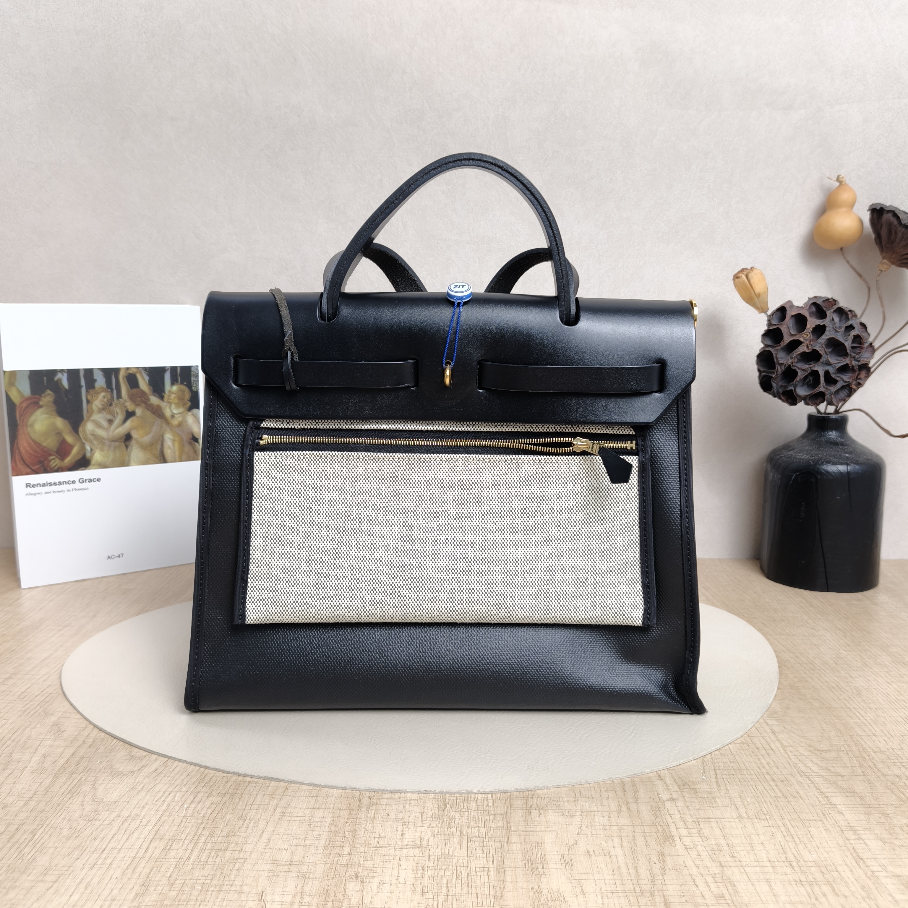 Hermès Crossbody Bag Herbag 31Black PVC Medium30.5 × 11 × 25.5 cm — cover view 2 of 6