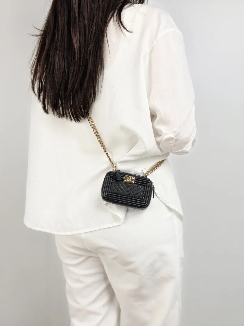 Chanel Crossbody Bag le boy Crossbody Bag Black Calfskin One Size 11 × 4 × 7 cm 32 — on-model view 1 of 2