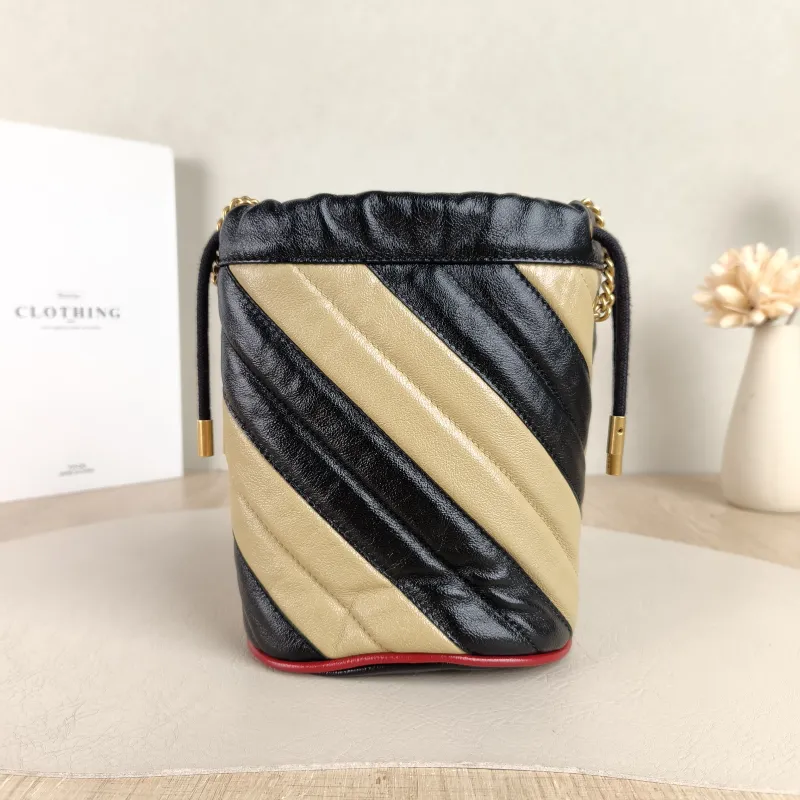 GUCCI Crossbody Bag GG Marmont Marmont Bucket Bag Black Brown Calfskin 14 × 10 × 17 cm — cover view 4 of 5