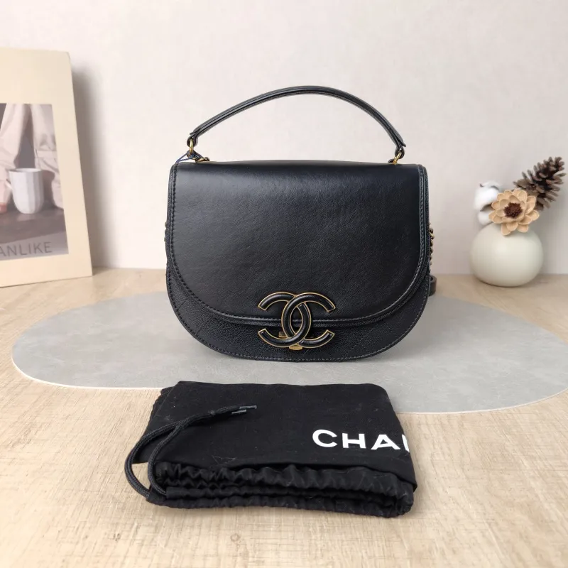 Chanel Crossbody Bag Collection Top Handle Crossbody Bag Black Calfskin One Size 20.5 × 6.5 × 16 cm 23 — cover view 2 of 6