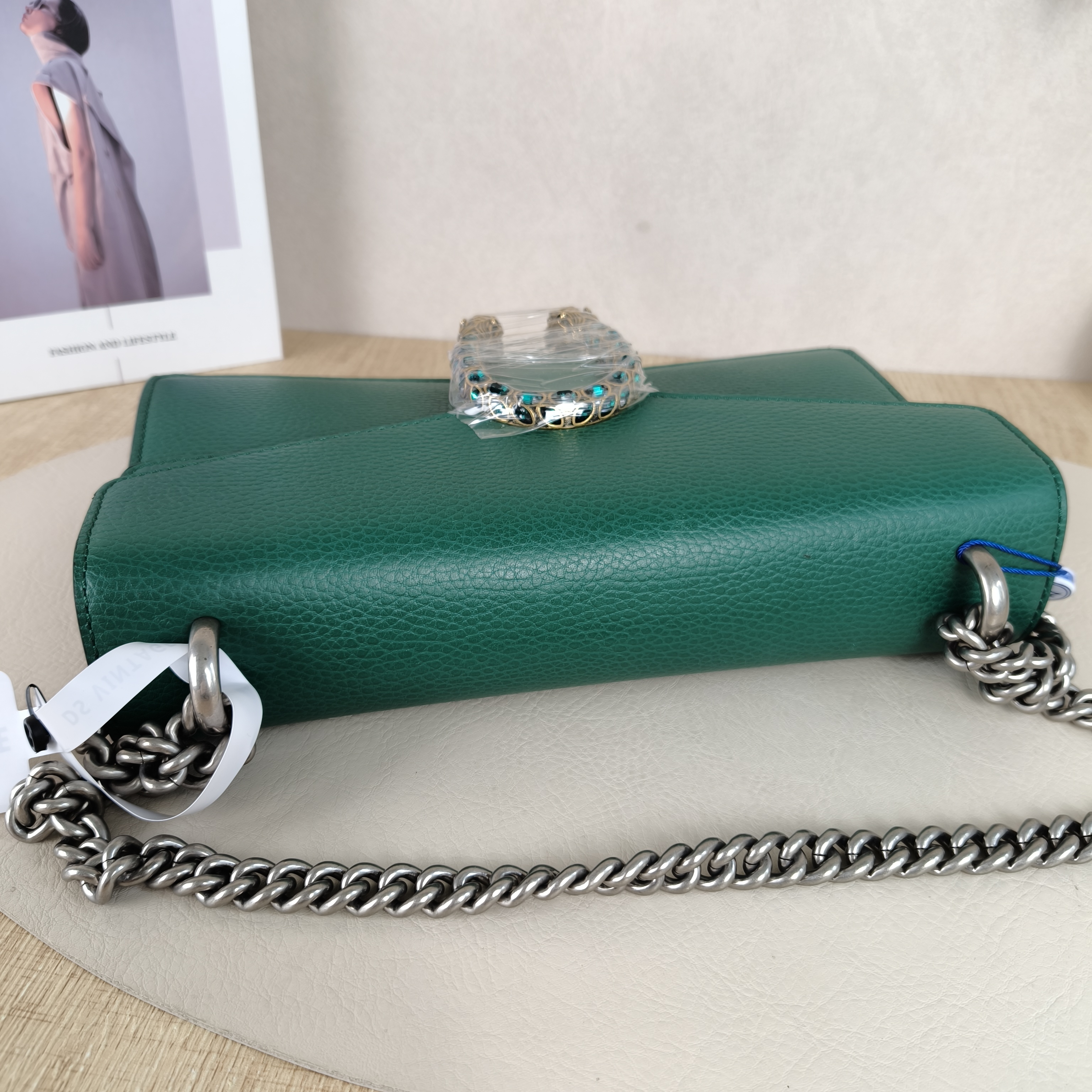 GUCCI Shoulder Bag Dionysus Green Calfskin Medium28 × 9 × 17 cm — cover view 3 of 10
