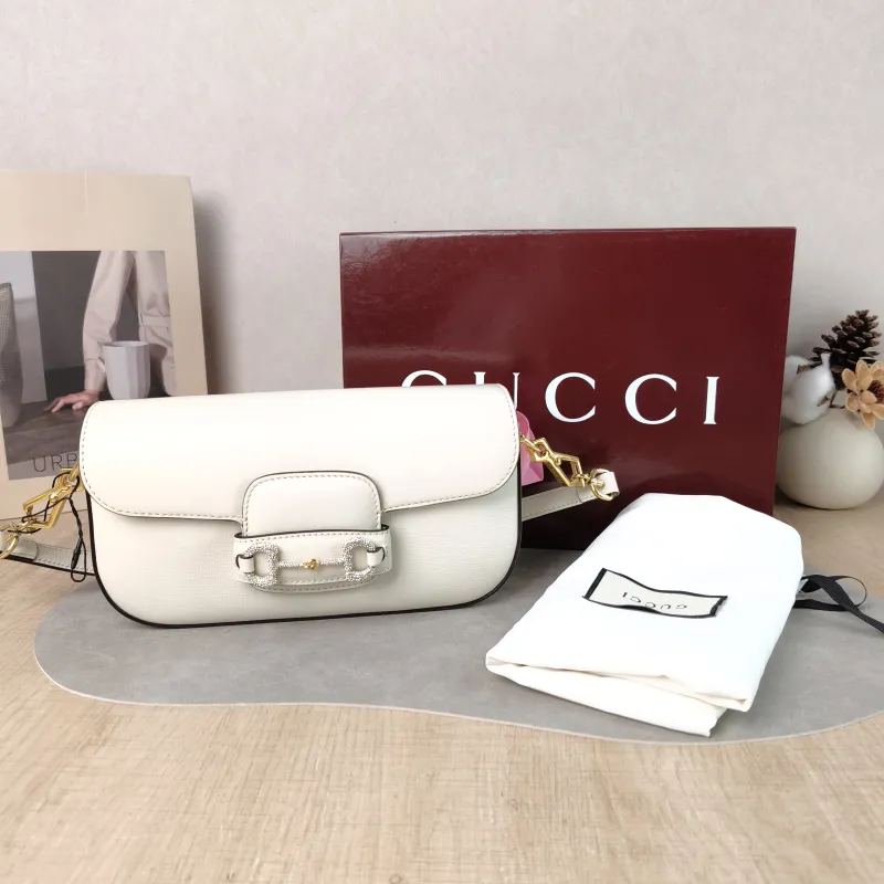 GUCCI Crossbody Bag Horsebit 1955 Horsebit Small White Calfskin Small 24 × 5.5 × 13 cm — cover view 4 of 6