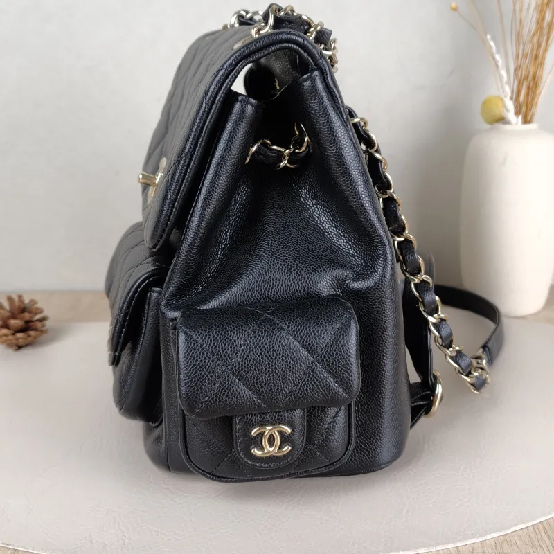 Chanel Backpackduma Black Grained Calfskin Large21 × 13 × 23 cm — detail view 10 of 14