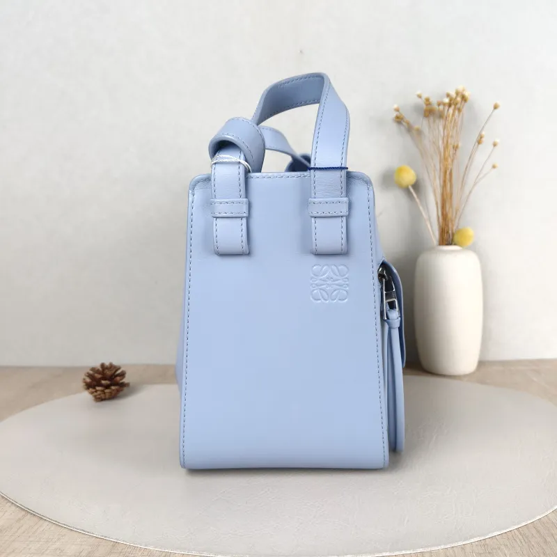 LOEWE Shoulder Bag Hammock Blue Calfskin Small 20 × 14.5 × 21 cm