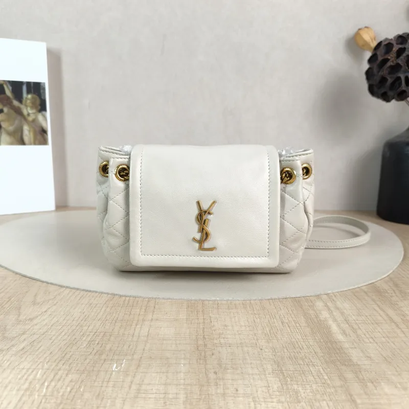SAINT LAURENT Crossbody Bag NOLITA White SL ambskinmini18 × 6 × 13 cm