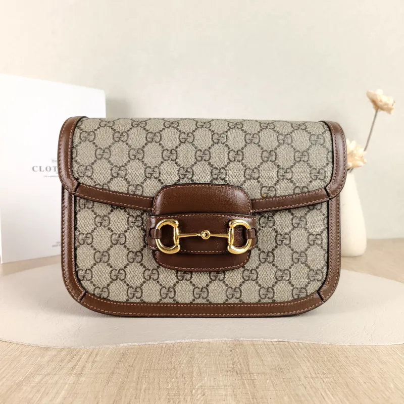 GUCCI Shoulder Bag Horsebit 1955 Horsebit Medium Monogram PVC Medium 25 × 8 × 18 cm