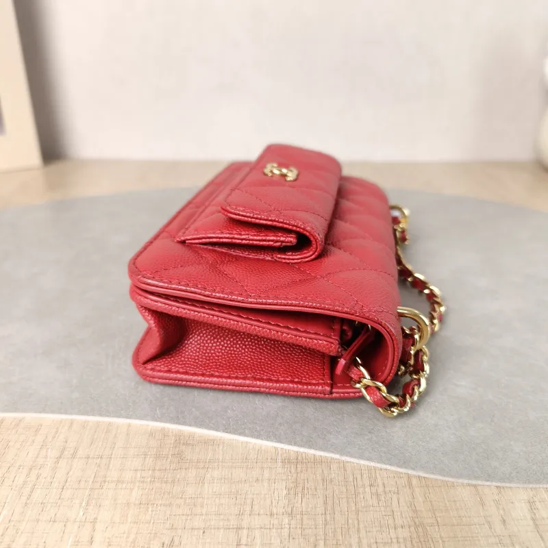 Chanel Crossbody Bag CF woc Crossbody Bag Red Grained Calfskin One Size 17 × 3 × 10 cm — detail view 11 of 11