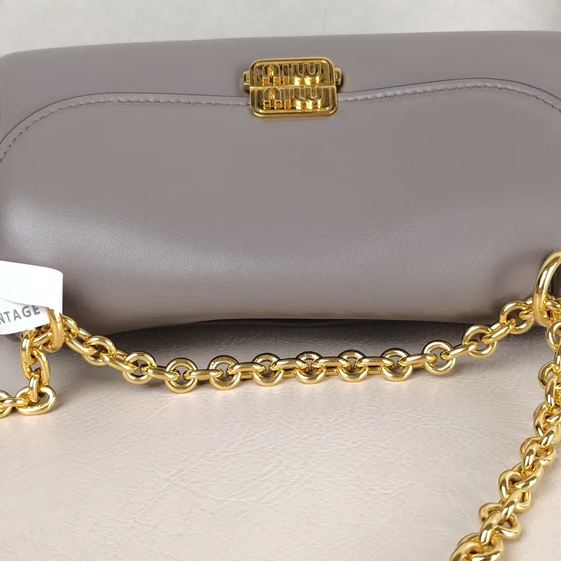 Miumiu Shoulder Bag Grey Calfskin One Size 26 × 9.5 × 14.5 cm — detail view 12 of 13