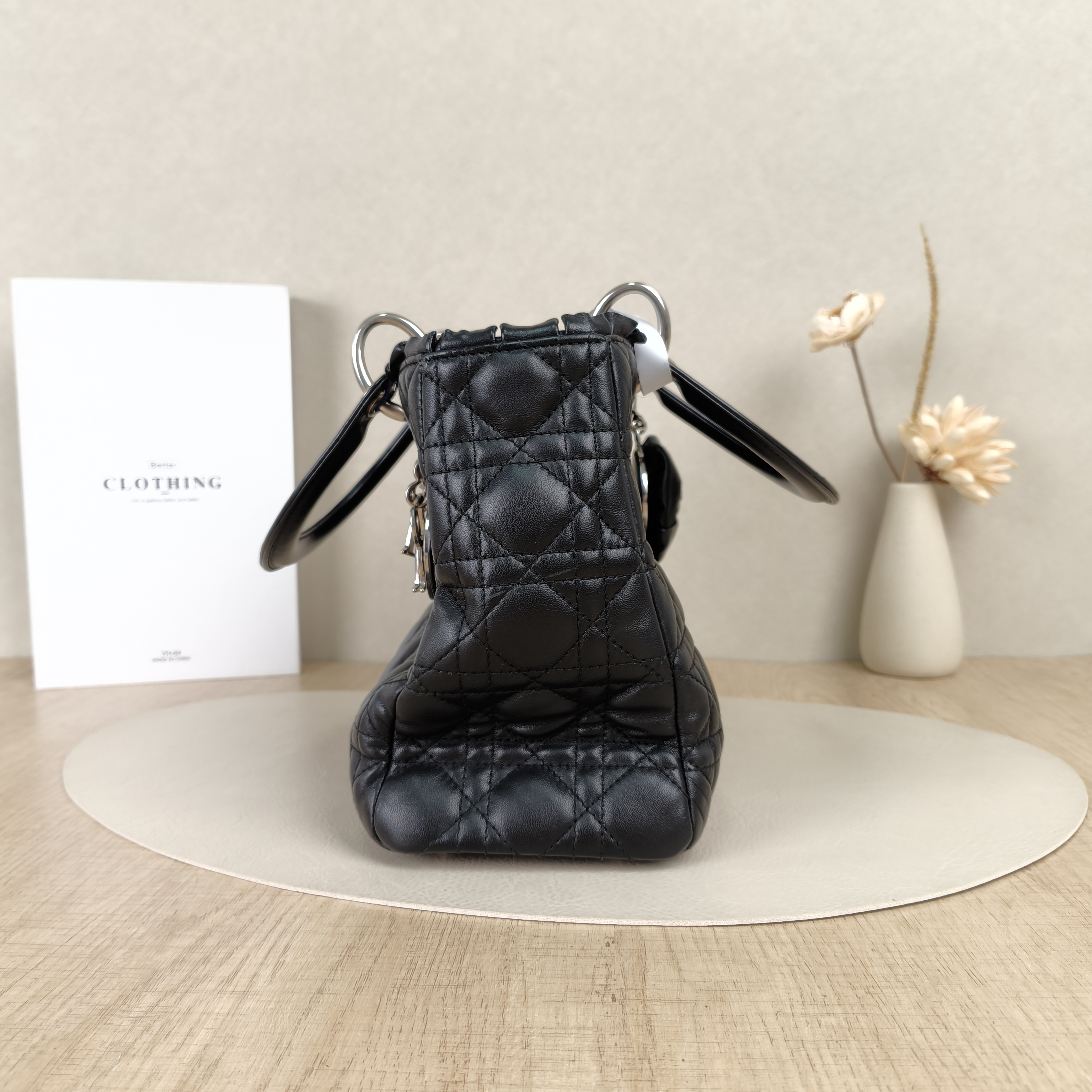 DIOR Top Handle Bag Lady Lady Dior Bag Black Lambskin Medium24 × 12 × 21 cm — cover view 7 of 8