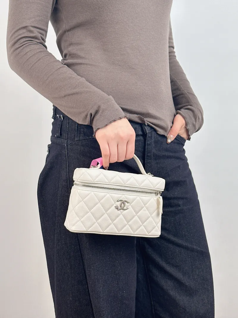 Chanel Crossbody Bag lp Box Bag Top Handle Crossbody Bag White Calfskin One Size 19.5 × 5 × 17 cm — on-model view 2 of 2