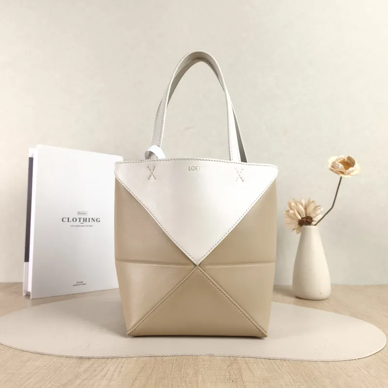 LOEWE Crossbody Bag Puzzle Fold Shopping Tote Colorblock Calfskinmini16.5 × 9.5 × 20 cm