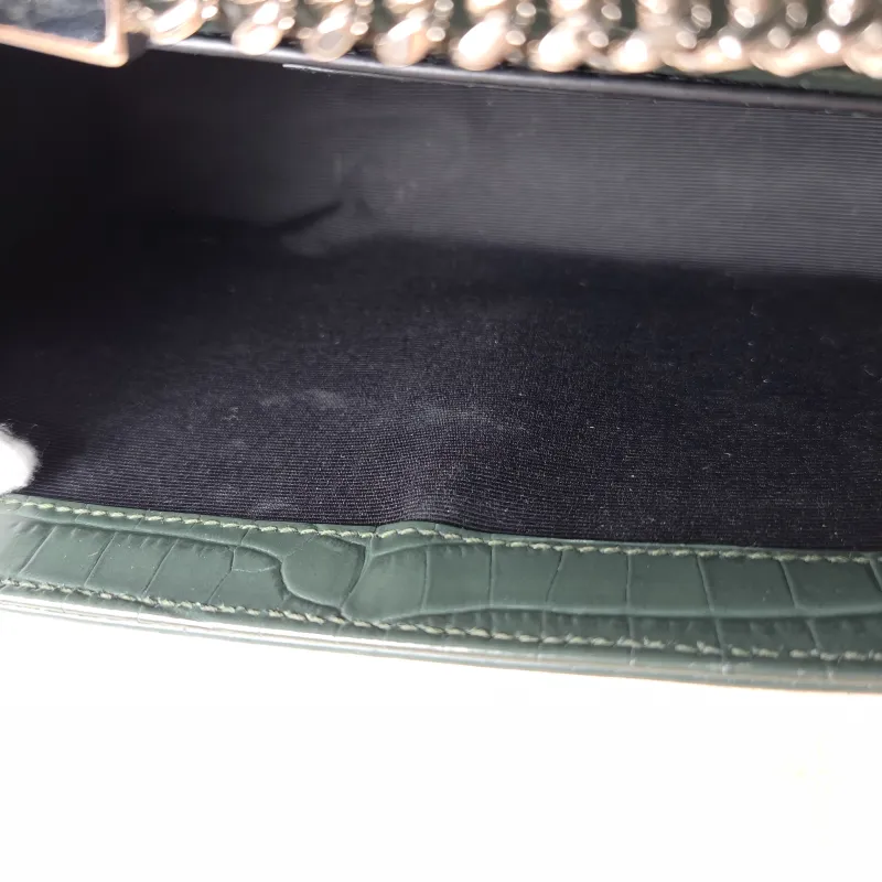 SAINT LAURENT Crossbody Bag KATE Edition Green Calfskin Medium 24 × 5.5 × 14.5 cm — detail view 10 of 12