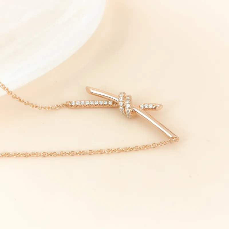 Tiffany&Co. Necklace Knot Collection Necklace Rose Gold Diamond18KR ose Gold Large 42cm — cover view 5 of 10