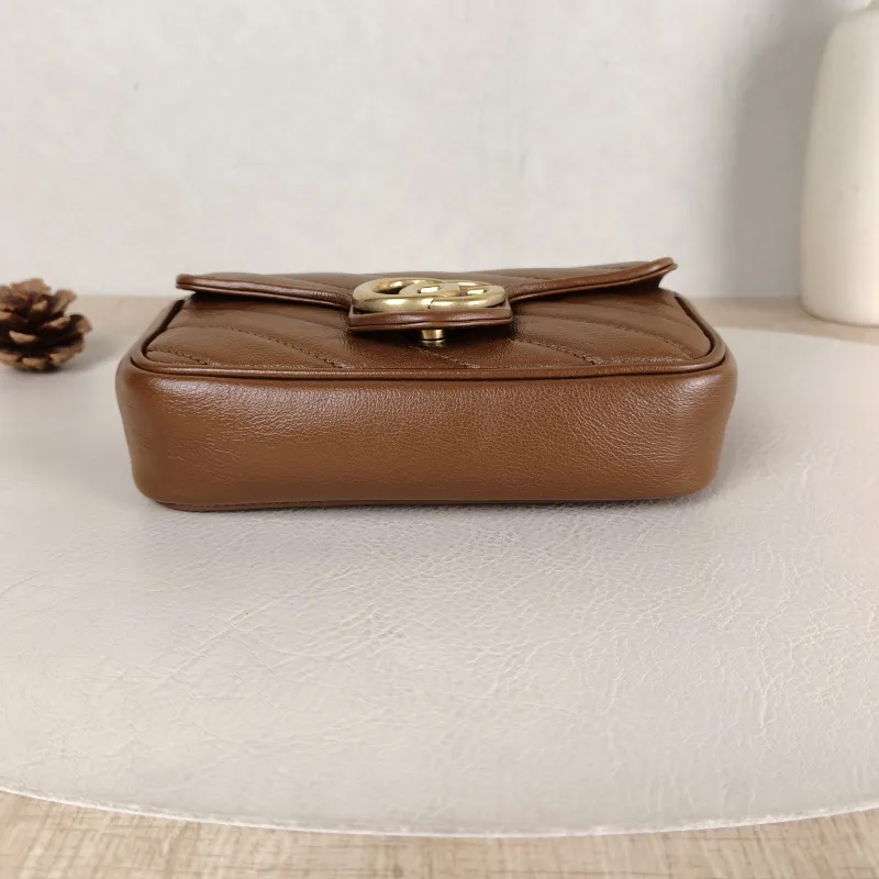 GUCCI Crossbody Bag GG Marmont Mini Marmont Mini Caramel Calfskin Mini 16.5 × 4.5 × 9.5 cm — cover view 5 of 5