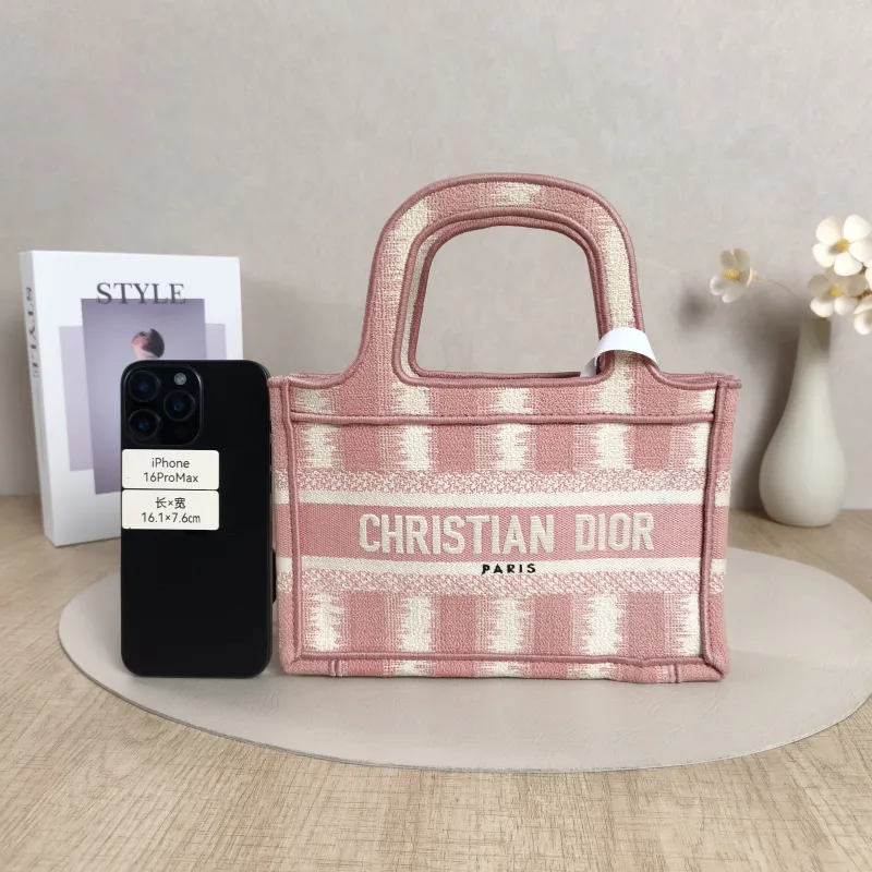 DIOR Top Handle Bag Book Tote Pink Canvasmini22.5 × 6 × 15 cm — cover view 7 of 11