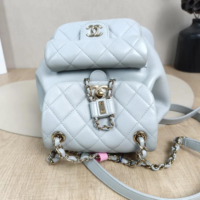 Chanel Backpack Duma Blue Lambskin Small18 × 12 × 18.5 cm — detail view 13 of 14