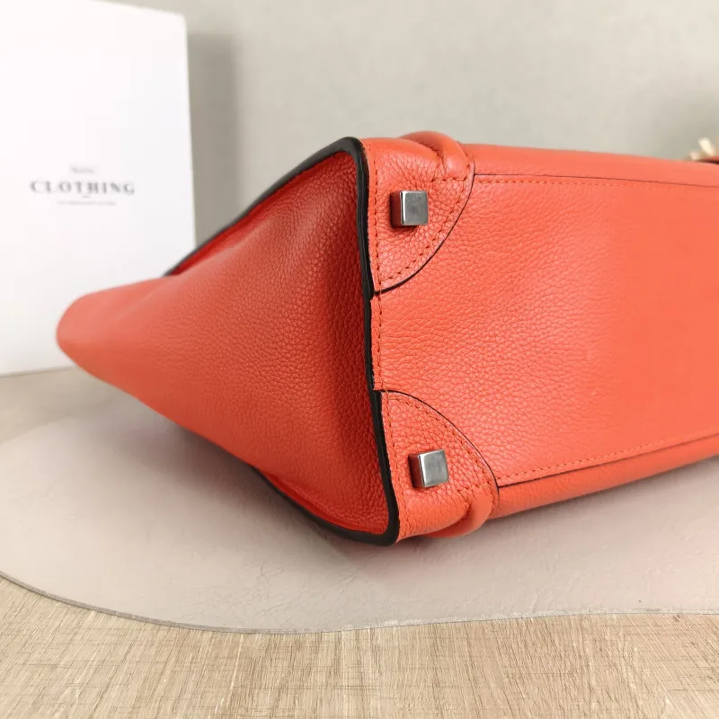 CELINE Top Handle Bag Luggage Micro Red Calfskin Medium26 × 13 × 27 cm — detail view 3 of 12