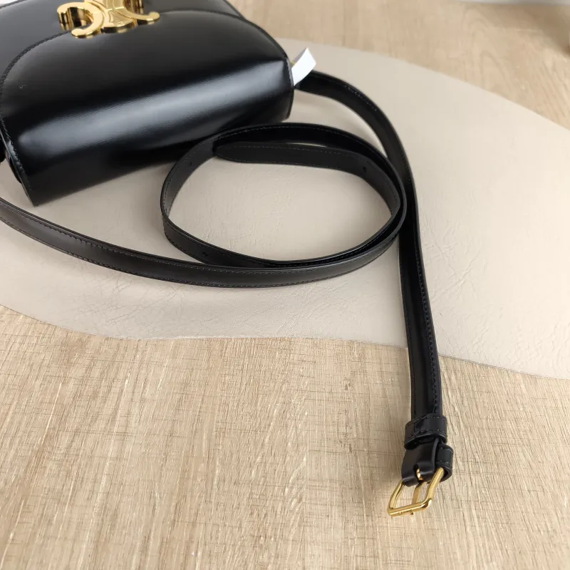 CELINE Crossbody Bag TEEN BESACE TRIOMPHE Black Calfskin Small 18.5 × 6 × 16 cm — detail view 8 of 12