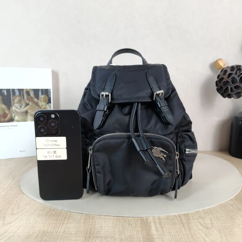 BURBERRY Backpack Backpack Black Nylon One Size 17 × 10 × 26 cm — cover view 4 of 5